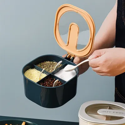 Multi Storage Kitchen Spices Lid Box With Spoons